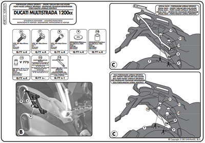 Givi PLXR312 DUCATI MULTISTRADA 1200 (10-14) Yan Çanta Taşıyıcı