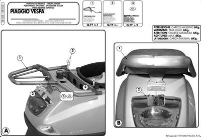 Givi SR105 PIAGGIO VESPA LX - S 50-125-150 (05-14) Arka Çanta Taşıyıcı