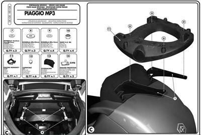 Givi SR108 PIAGGIO MP3 125-250-300-400-500 (06-14) Arka Çanta Taşıyıcı