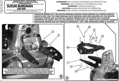 Givi SR115 SUZUKI AN 250-400 BURGMAN (03-06) Arka Çanta Taşıyıcı