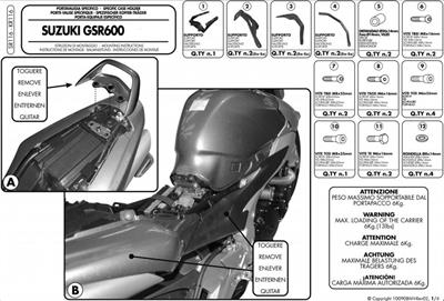 Givi SR116 SUZUKI GSR 600 (06-11) Arka Çanta Taşıyıcı