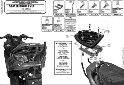 Givi SR233M SYM JOYRIDE EVO 125-200 (09-19) Arka Çanta Taşıyıcı