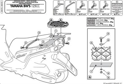 Givi SR372 YAMAHA BWS125 (10-16) Arka Çanta Taşıyıcı