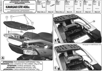 Givi SR410 KAWASAKI GTR 1400 (07-15) Arka Çanta Taşıyıcı