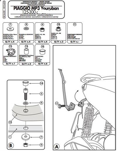 Givi SR5600 PIAGGIO MP3 YOURBAN 125-300 (11-18) Arka Çanta Taşıyıcı