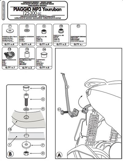 Givi SR5600MM PIAGGIO MP3 YOURBAN 125-300 (11-18) Arka Çanta Taşıyıcı