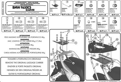 Givi SR682M BMW F 650 CS SCARVER (02-06) Arka Çanta Taşıyıcı