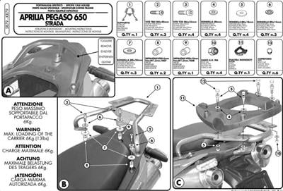 Givi SR79 APRILIA PEGASO 650 STRADA - TRAIL (05-11) Arka Çanta Taşıyıcı