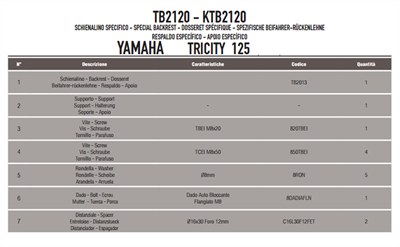 Givi TB2120 Yamaha Tricity 125-155 (14-19) Sissy Bar