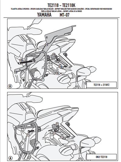 Givi TE2118 Yamaha Mt-07 (14-17) Yan Kumaş Çanta Taşıyıcı