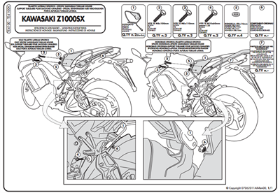 Givi TE4100 Kawasaki Z 1000 Sx (11-18) Yan Kumaş Çanta Taşıyıcı