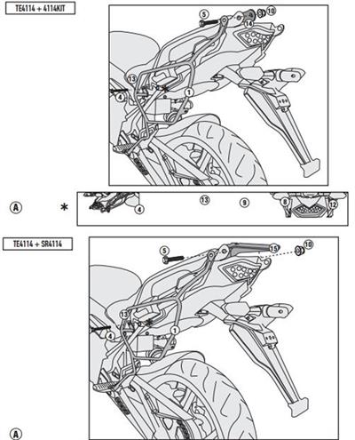 Givi TE4114 Kawasaki Versys 650 (15-19) Yan Kumaş Çanta Taşıyıcı