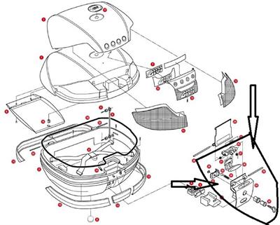 Givi Z641NM2 Çanta Kilit Mekanizması Kırmızı Anahtarlı V46-V35