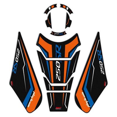 GP Kompozit CF Moto 250 SR 2020-2023 Uyumlu Tank Pad Seti Turuncu - Mavi