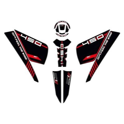 GP Kompozit CF Moto 450 SR 2023-2024 Uyumlu Tank Pad Seti Kırmızı