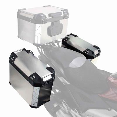 GP Kompozit Universal 40 lt x 2 Alüminyum Motosiklet Yan Çanta Seti Gri