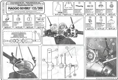 Kappa A102A PIAGGIO BEVERLY 125-200 (01-04) Rüzgar Siperlik Baglantisi