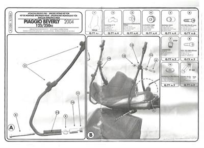 Kappa A108A PIAGGIO BEVERLY 250 (04-07) Rüzgar Siperlik Baglantisi