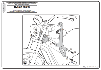 Kappa AS122A2 HONDA VT 750 S (10-15) Rüzgar Siperlik Baglantisi