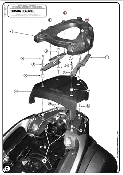 Kappa K221 HONDA NT 700 DEAUVILLE (06-12) Arka Çanta Tasiyici