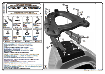 Kappa K222 HONDA XL 1000 VARADERO (07-12) Arka Çanta Tasiyici