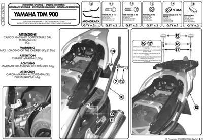 Kappa K3470 YAMAHA TDM 900 (02-14) Arka Çanta Tasiyici