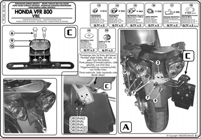 Kappa KL166 HONDA VFR 800 VTEC (02-11) Yan Çanta Taþıyıcı