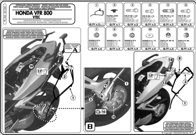 Kappa KL166 HONDA VFR 800 VTEC (02-11) Yan Çanta Taþıyıcı