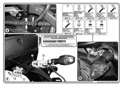 Kappa KL447 KAWASAKI VERSYS 650 (06-09) Yan Çanta Taþıyıcı