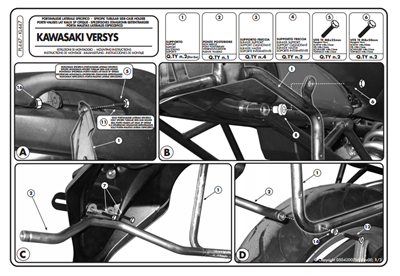 Kappa KL447 KAWASAKI VERSYS 650 (06-09) Yan Çanta Taþıyıcı