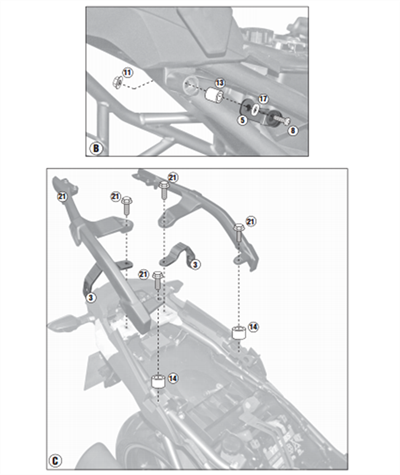 Kappa KLR4105 KAWASAKI VERSYS 1000 (12-14) Yan Çanta Taþıyıcı