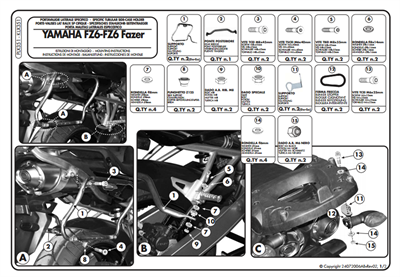 Kappa KLX351 YAMAHA FZ6 - FZ6 600 FAZER (04-07) Yan Çanta Taþıyıcı