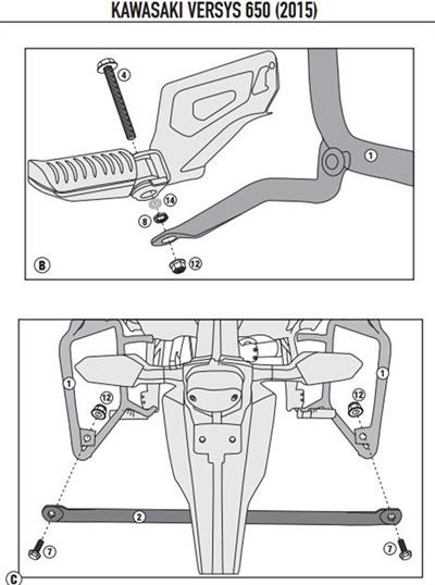 Kappa KLX4114 KAWASAKI VERSYS 650 (15-19) Yan Çanta Taþıyıcı