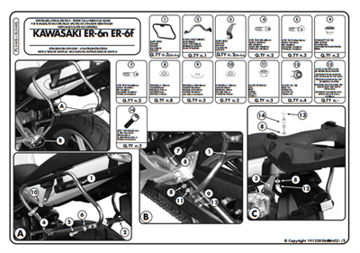 Kappa KLX445 KAWASAKI ER-6N - ER-6F 650 (05-08) Yan Çanta Taþıyıcı