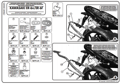 Kappa KLX449 KAWASAKI ER-6N - ER-6F 650 (09-11) Yan Çanta Taþıyıcı