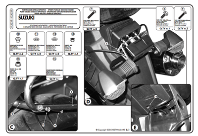 Kappa KLX539 SUZUKI GSX 650 -1250 - GSF 650-1250 (07-16) Yan Çanta Taþıyıcı