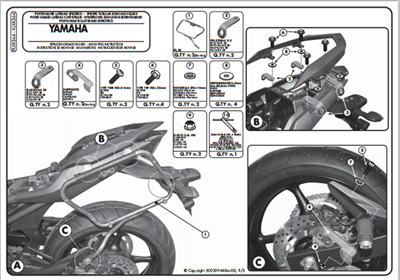 Kappa KLXR364 YAMAHA XJ6 - XJ6 DIVERSION - XJ6 DIVERSION F600 (09-15) Yan Çanta Taþıyıcı