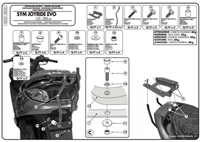 Kappa KR2330 SYM JOYRIDE EVO 125-200 (09-19) Arka Çanta Tasiyici