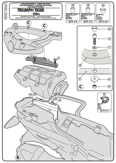 Kappa KR6401 TRIUMPH TIGER 800 - 800XC-XR (11-19) Arka Çanta Tasiyici