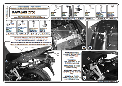 Kappa KZ443 KAWASAKI Z 750 (04-06) Arka Çanta Tasiyici