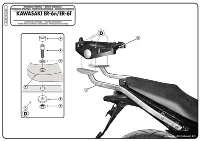 Kappa KZ449 KAWASAKI ER-6N - ER-6F 650 (09-11) Arka Çanta Tasiyici