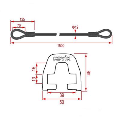 Kovix KZA-150 Çelik Kilit + Kd6 Bağlantı Adaptörü
