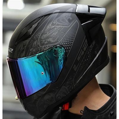 Ls2 Rapid 2 Crypt Race Full Face Motosiklet Kaskı Yarış Spoiler +  Şeffaf + Gökkuşağı Vizörlü
