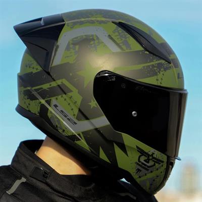 Ls2 Rapid 2 Thunder Birds Race Full Face Motosiklet Kaskı Yarış Spoiler +  Şeffaf + Siyah Vizörlü