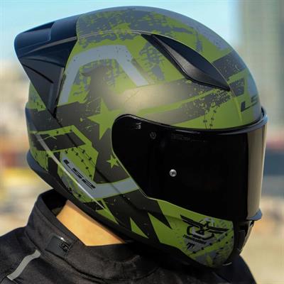 Ls2 Rapid 2 Thunder Birds Race Full Face Motosiklet Kaskı Yarış Spoiler +  Siyah Vizörlü