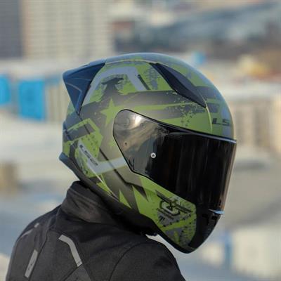 Ls2 Rapid 2 Thunder Birds Race Full Face Motosiklet Kaskı Yarış Spoiler +  Siyah Vizörlü