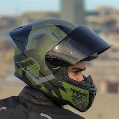 Ls2 Rapid 2 Thunder Birds Race Full Face Motosiklet Kaskı Yarış Spoiler +  Şeffaf + Siyah Vizörlü