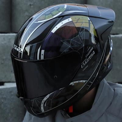 Ls2 Rapid Chamelon Race Full Face Motosiklet Kaskı Yarış Spoiler + Siyah Vizör