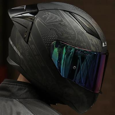 Ls2 Rapid Crypt Race Full Face Motosiklet Kaskı Yarış Spoiler + Gökkuşağı Vizör