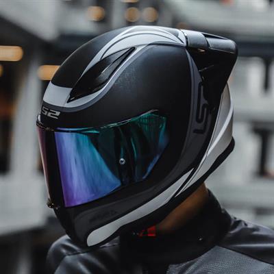 Ls2 Rapid Deeper Race Full Face Motosiklet Kaskı Yarış Spoiler + Şeffaf ve Koyu Mavi Vizör